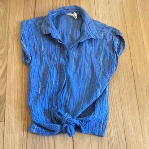 XXS Harper heritage blue button up top